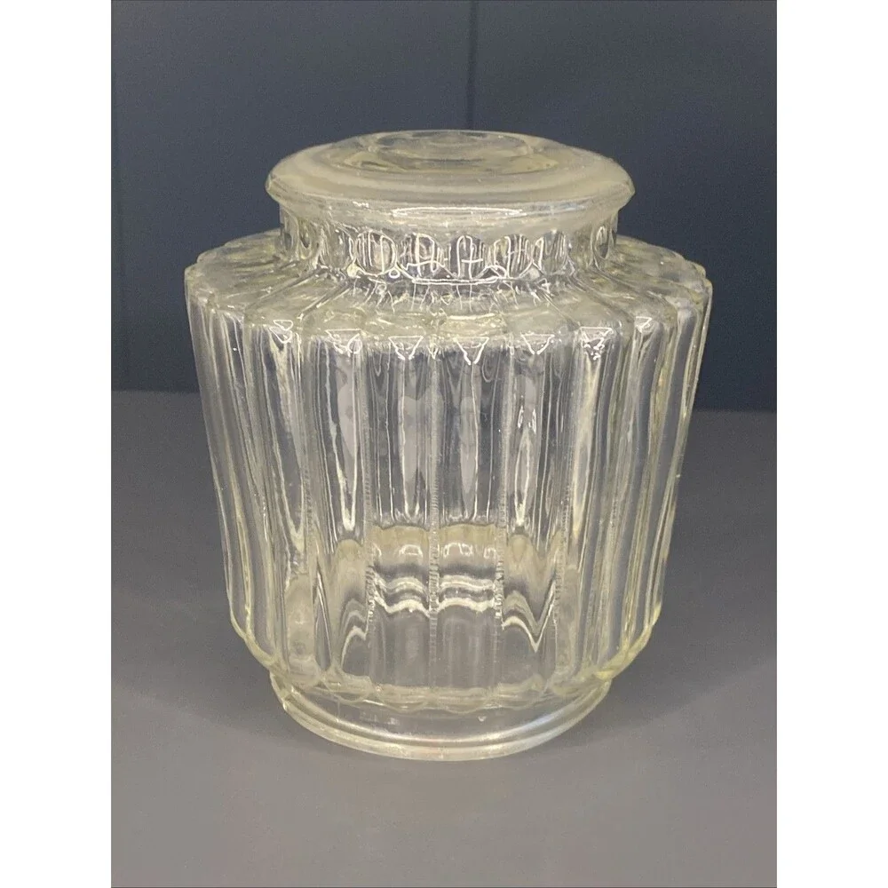 VTG Ceiling Light Shade Cover Clear Glass Ribbed Bullseye Outdoor Porch Fixture
